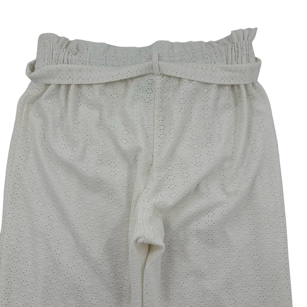 White Eyelet Jogger Pants Paperbag Waist Casual Career C. Est. 1946 Women Sz M - Picture 4 of 9